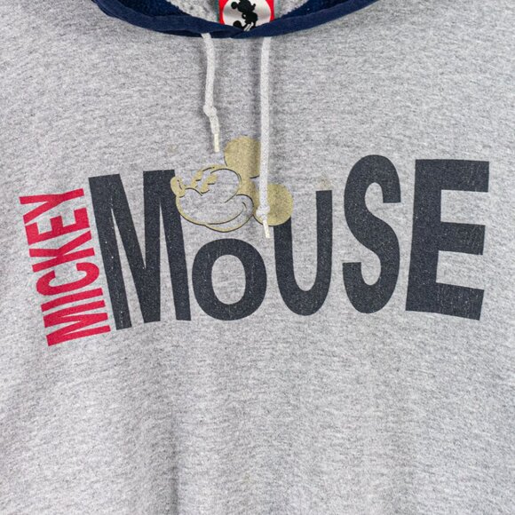 Mickey Inc Mickey Mouse Spell Out Color Block Hoodie Sweatshirt Large VTG 90s - Picture 3 of 11